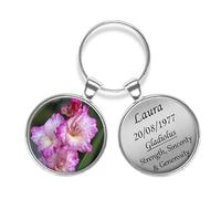 Personalised Gladiolus Flower Keyring August Birth Month Double Pendant Birthday Gift R359