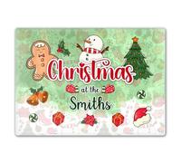 Personalised Glass Chopping or Serving Board - Christmas Theme - Table Decoration for Christmas Dinner, Gift for Host, Cutting Board, Kitchen Worktop Saver, 40cm x 30cm D2