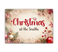 Personalised Glass Chopping or Serving Board - Christmas Theme with Decorations - Table Decor for Christmas Dinner, Gift for Host, Cutting Board, Kitchen Worktop Saver, 40cm x 30cm