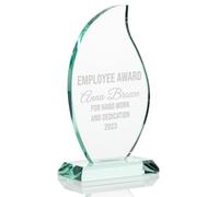 Personalised Glass Large 8 3/4" Flame Design Trophy/Award - Engraved with Text - Custom Glass Plaque - Perfect for Awards, Memorials, Sports, Employee of the Month - Award for Any Occasion- Boxed
