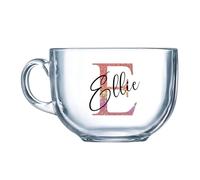 Personalised Glass Mug Initial and Name Custom Birthday Christmas Gifts for Her Him Girl Boy Women Men Bestie 18th 21st 30th 40th 50th 60th 70th 80th Party Present Secret Santa Idea
