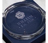 Personalised Glass Paperweight (Wax Seal Design) - Engraved Birthday Gifts for Men Him Husband - Company Corporate Christmas Gifts