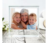 Personalised Glass Photo Crystal Token - Custom Any Message | Freestanding Solid Glass Block - Birthday, Anniversary, Mother’s Day, Wedding Gift | Unique Keepsake for Special Occasions | 9x9x2cm