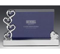 Personalised Glass & Silver Hearts Photo Frame 6" x 4" Engraved Enter Your Own Custom Text