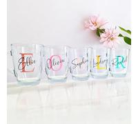 Personalised Glass Tea Cup Initial and Name Custom Birthday Christmas Gifts for Her Him Girl Boy Women Men Bestie 18th 21st 30th 40th 50th 60th 70th 80th Party Present Secret Santa Idea