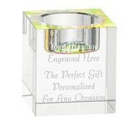 Personalised Glass Tealight Pillar Candle Holder with Gift Box, Engraved Gift (Medium)