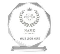 Personalised Glass Trophy Award Custom Engraved with Text and Logo Customised Glass Plaque for Employee of the Year Custom Events Recognition Retirement (Round)