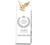 Personalised Glass Trophy Award Custom Engraved with Text and Logo Customised Glass Plaque for Employee of the Year Custom Events Recognition Retirement (Rectangular)