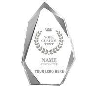 Personalised Glass Trophy Award Custom Engraved with Text and Logo Customised Glass Plaque for Employee of the Year Custom Events Recognition Retirement (Tear Drop)