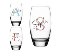 Personalised Glass Tumbler Initial and Name Custom Birthday Christmas Gifts for Her Him Girl Boy Women Men Bestie 18th 21st 30th 40th 50th 60th 70th 80th Party Present Secret Santa Idea