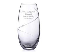 Personalised Glass Vase, 25cm Tall Barrel, Diamante Silhouette Design, Gift Boxed