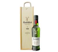 Personalised Glenfiddich 12 Year Old Single Malt Scotch Whisky Gift Set - 35cl Bottle | Custom Wooden Presentation Box | Premium Mini Whisky Gift for Him or Her by Beerhunter (40% ABV)