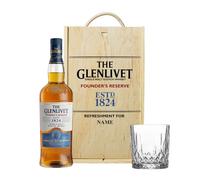 Personalised Glenlivet 1824 Founder’s Reserve Whisky Gift Set with Glass - 70cl | 40% ABV | Custom Speyside Single Malt Scotch Gift