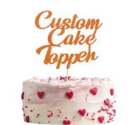 Personalised Glitter Cake Topper Happy Birthday Decorations Glitter Card Any Text Customised Wedding Party Multicolour 1st 13th 16th 18th 21st 30th 40th 50th 60th 70th (Orange)