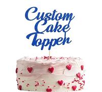 Personalised Glitter Cake Topper Happy Birthday Decorations Glitter Card Any Text Customised Wedding Party Multicolour 1st 13th 16th 18th 21st 30th 40th 50th 60th 70th (Dark Blue)