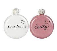 Personalised Glitter Coating Hip Flask for Women, Custom Name with Heart-Shaped Design, Personalised Gift for Women, Friends, Families on Birthday, Mother's Day, Wedding