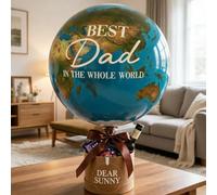 Personalised Globe Balloons, Dad Gifts from Daughter Son, 56cm Custom Earth Shaped Balloon Set with Text, Best Dad Gifts for Fathers Day Birthday for Men Grandad Husband (01)