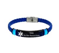 Personalised Glow in the Dark Medical Alert ID Leather Bracelet for Men Women, Custom Identification Alarm Wristband for Meds Disease Allergies Awareness Jewellery for Emergency