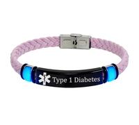 Personalised Glow in the Dark Medical Alert ID Leather Bracelet for Men Women, Custom Identification Alarm Wristband for Meds Disease Allergies Awareness Jewellery for Emergency