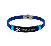 Personalised Glow in the Dark Medical Alert ID Leather Bracelet for Men Women, Custom Identification Alarm Wristband for Meds Disease Allergies Awareness Jewellery for Emergency