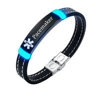 Personalised Glow Medical Alert Bracelet for Women Men, Custom Engraved Emergency ID Stitching Silicone Wristnamd for Diabetic Eliquis Epilepsy