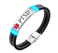 Personalised Glow Medical Alert Bracelet for Women Men, Custom Engraved Emergency ID Stitching Silicone Wristnamd for Diabetic Eliquis Epilepsy
