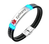Personalised Glow Medical Alert Bracelet for Women Men, Custom Engraved Emergency ID Stitching Silicone Wristnamd for Diabetic Eliquis Epilepsy