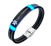 Personalised Glow Medical Alert Bracelet for Women Men, Custom Engraved Emergency ID Stitching Silicone Wristnamd for Diabetic Eliquis Epilepsy