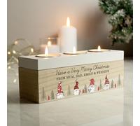 Personalised Gnome Christmas Triple Tea Light Box, Tea Light, Candle Holder, Christmas Decoration