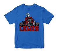 Personalised Go Kart T Shirt Kids, Car Crazy Tshirts for Boys and Girls, Tee for Children who Love Fast Cars, Birthday Ideas, Party Outfits, 5-6 Years, Royal