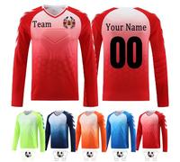 Personalised Goalkeeper Tops Shirt Elbow Padded Youth Adult Football Goalkeeper Shirt Padded Customized Name Number Team Logo Red