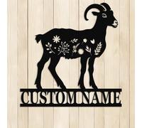 Personalised Goat Metal Wall Art,Custom Farm Goat Sign, Customized Name Sign for Ranch Farmhouse Goat Kitchen Decor,Welcome Sign Goat-1