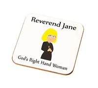 Personalised God’s Right Hand Woman Coaster Gift Reverends Church Present (Blonde Hair White Skin)