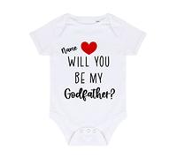 Personalised Godparent proposal, custom name will you be my Godfather [BBY7] baby grow vest, 0-3 months, White