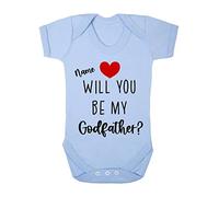 Personalised Godparent proposal, custom name will you be my Godfather [BBY7] baby grow vest, 0-3 months, Pastel Blue