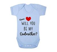 Personalised Godparent proposal, custom name will you be my Godmother [BBY7] baby grow vest, 0-3 months, Pastel Blue