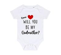 Personalised Godparent proposal, custom name will you be my Godmother [BBY7] baby grow vest, 6-12 months, White