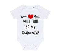 Personalised Godparent proposal for couples, custom names will you be my Godparents [BBY7] baby grow vest, 3-6 months, White