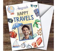 Personalised Going Travelling Card For Anyone Photo Happy Travels | Custom Greetings Card For Going Travelling Any Text Inside & Out