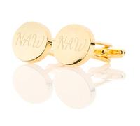 Personalised Gold Plated Oval Cufflinks Luxury Engraved Chrome Case - Engraved with your custom text
