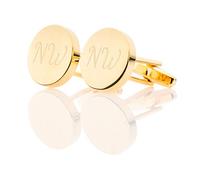Personalised Gold Plated Round Cufflinks In Luxury Engraved Chrome Cufflink Case - Engraved with your custom text