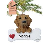 Personalised Golden Retriever Dog Bone Ornament 2025 - Fast & Free 24h Customisation - Pet Christmas Ornaments for Tree - Custom Gift Wrapped Xmas Keepsake for Dog-Lovers