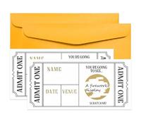 Personalised Golden Ticket Scratch Card Reveal - Concert Ticket & Holiday Surprise Gift, Boarding Pass Style Scratch-Off Card for Events, Birthday & Trip Destination Reveal (Golden-2PCS)