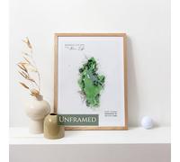 Personalised Golf Art Print, Custom Golf Course Aerial Map Layout ANY HOLE Worldwide, Bespoke Text, Hole in One Gift Keepsake, Father's Day, Retirement, Birthday-Unframed Print (Choose Size)