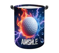 Personalised Golf Ball Laundry Hamper Custom Name Funny Dirty Clothes Laundry Basket Large Capacity Storage Basket For Bathroom Bedroom Family Golf Ball Lovers Xmas Birthday (style 17)