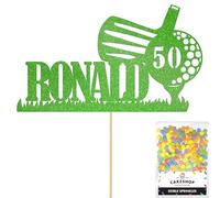 Personalised Golf Golfer Glitter Cake Topper - Green Custom Age & Name Glitter Cake Decoration and Sprinkles - Happy Birthday Decorations - Personalised Toppers for Cakes by Cakeshop