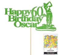 Personalised Golf Golfer Glitter Cake Topper - Green Custom Age & Name Glitter Cake Decoration and Sprinkles - Happy Birthday Decorations - Personalised Toppers for Cakes by Cakeshop