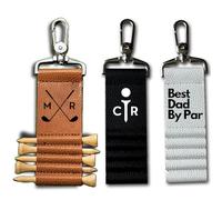 Personalised Golf Tag with 5 Tees, Custom PU Leather Tee Holder, Handmade Luggage Tags, Best Dad By Par, Golf Accessory, Unique Gift for Golf Lover, Golf Coach, Dad, Grandpapa, Groosmen, Husband