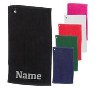 Personalised Golf Towel - Embroidered with your name or any text - 6 Colours to pick from