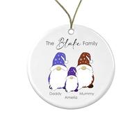 Personalised Gonk Family Christmas Bauble Ceramic - 1 Childs Name + Surname Tree Decoration